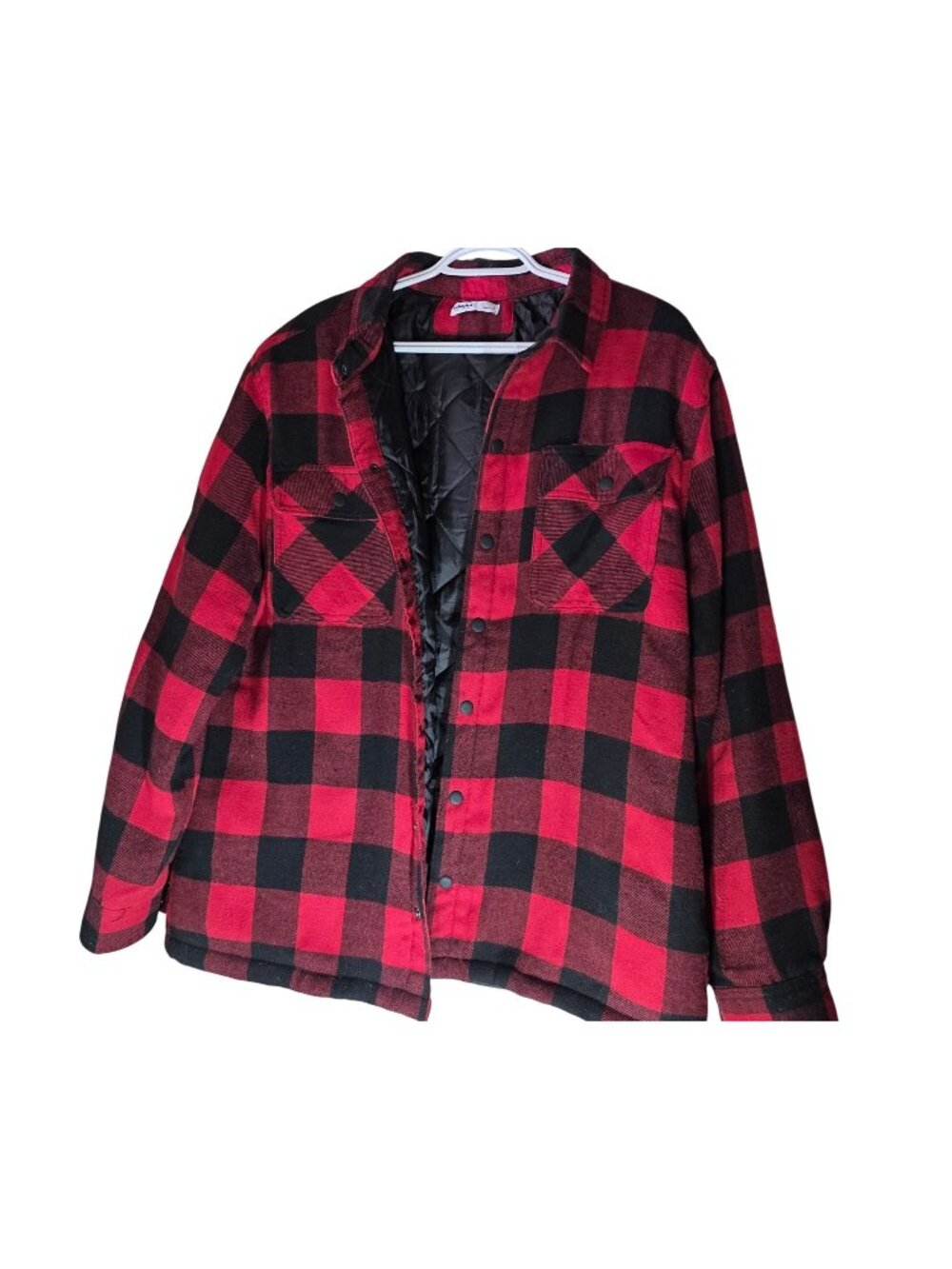Mens shacket Sonoma Red Black Buffalo Plaid Quilted Flannel Shirt Jacket L